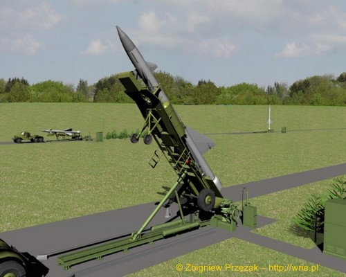 Załadunek rakiety W-300 PZR S-25 na stół startowy (etap II)