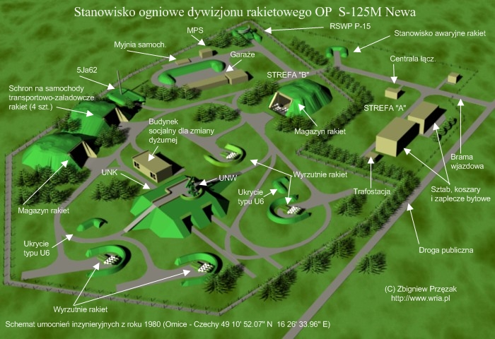 Rozbudowane inżynieryjnie stanowisko ogniowe PZR S-125 Newa.