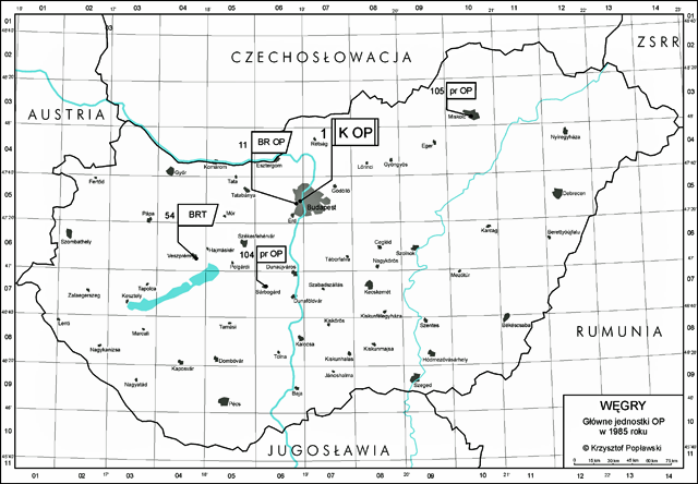 Rozmieszczenie głównych jednostek w 1985 roku Rozmieszczenie głównych jednostek w 1985 roku.